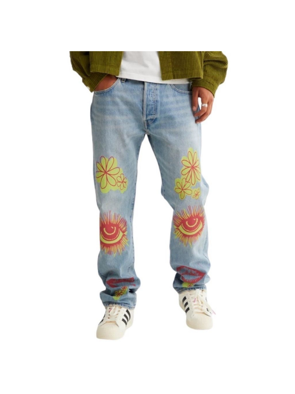 LEVI’S Men’s Premium 501 Original SUMMER LOVE JEANS Festival Groovy Sz 33x30 - Picture 2 of 11